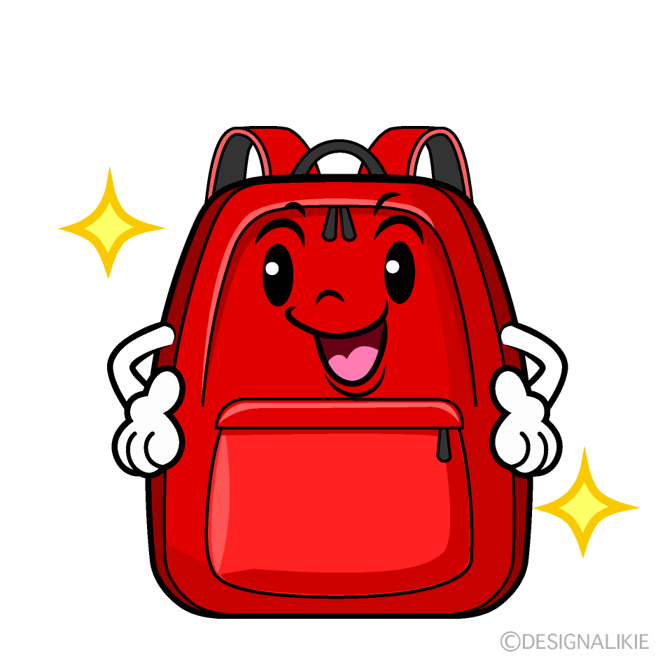 かわいいポーズするリュックサックイラスト