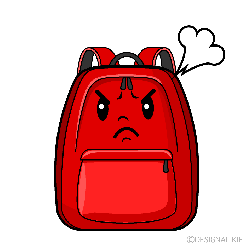 かわいい怒るリュックサックイラスト