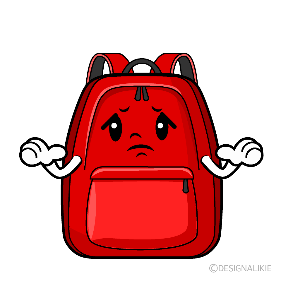 かわいい困るリュックサックイラスト