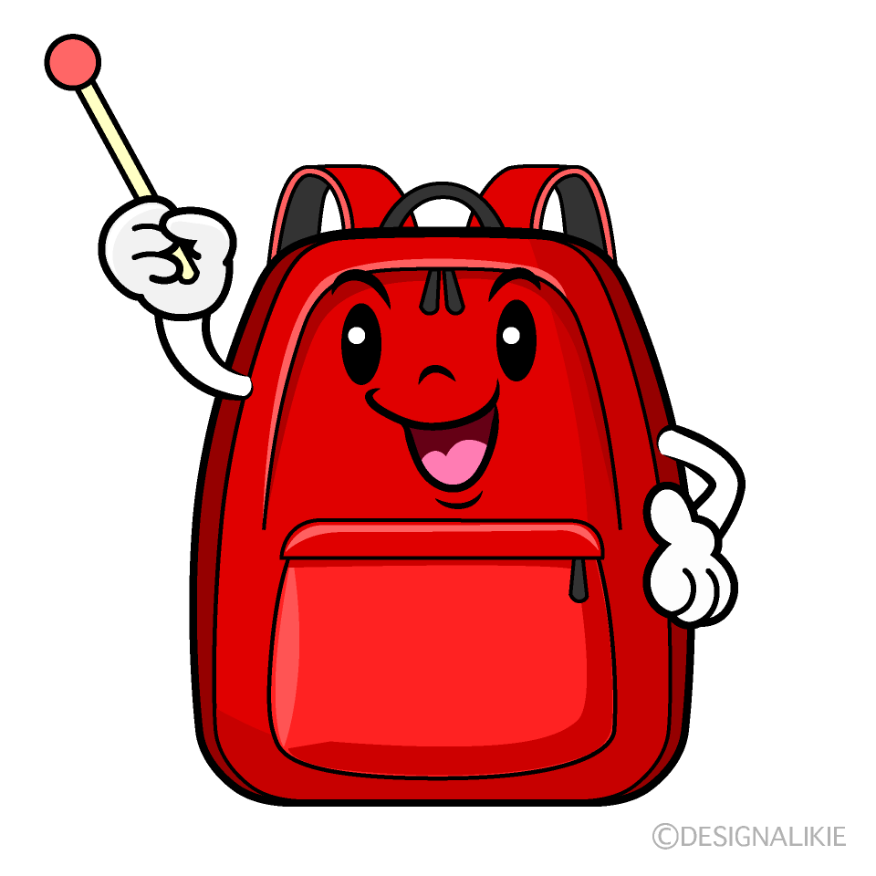 かわいい説明するリュックサックイラスト