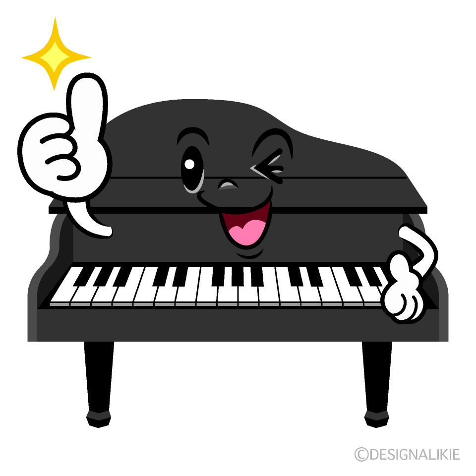 かわいいいいねするピアノイラスト