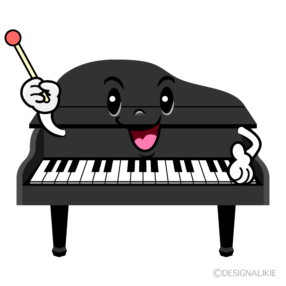 かわいい説明するピアノイラスト