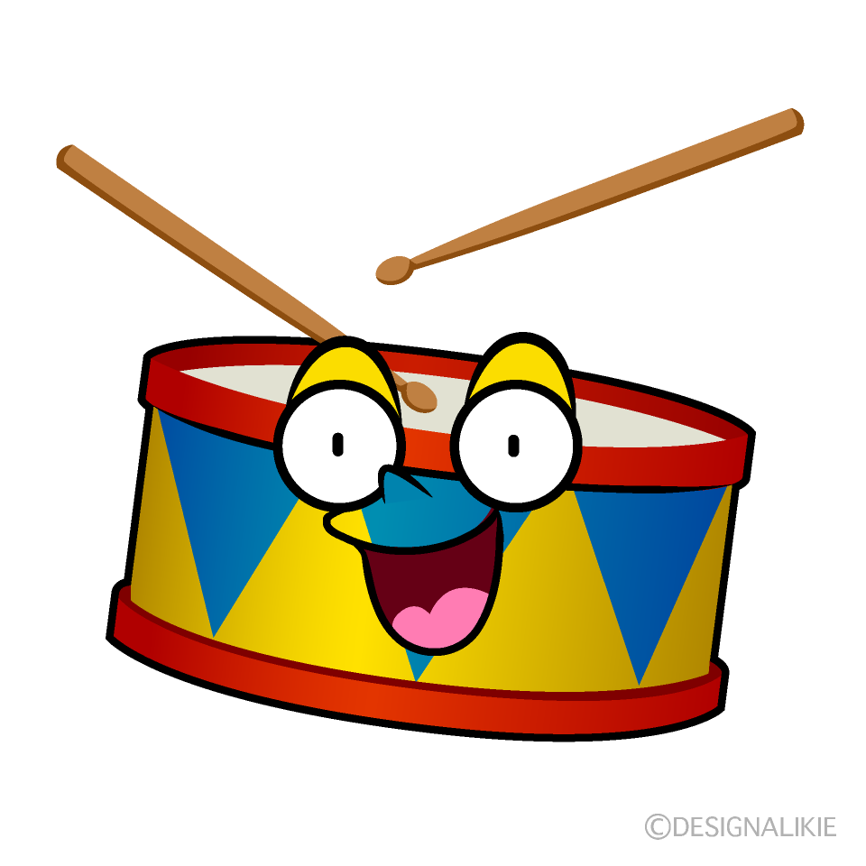 かわいい驚く太鼓イラスト