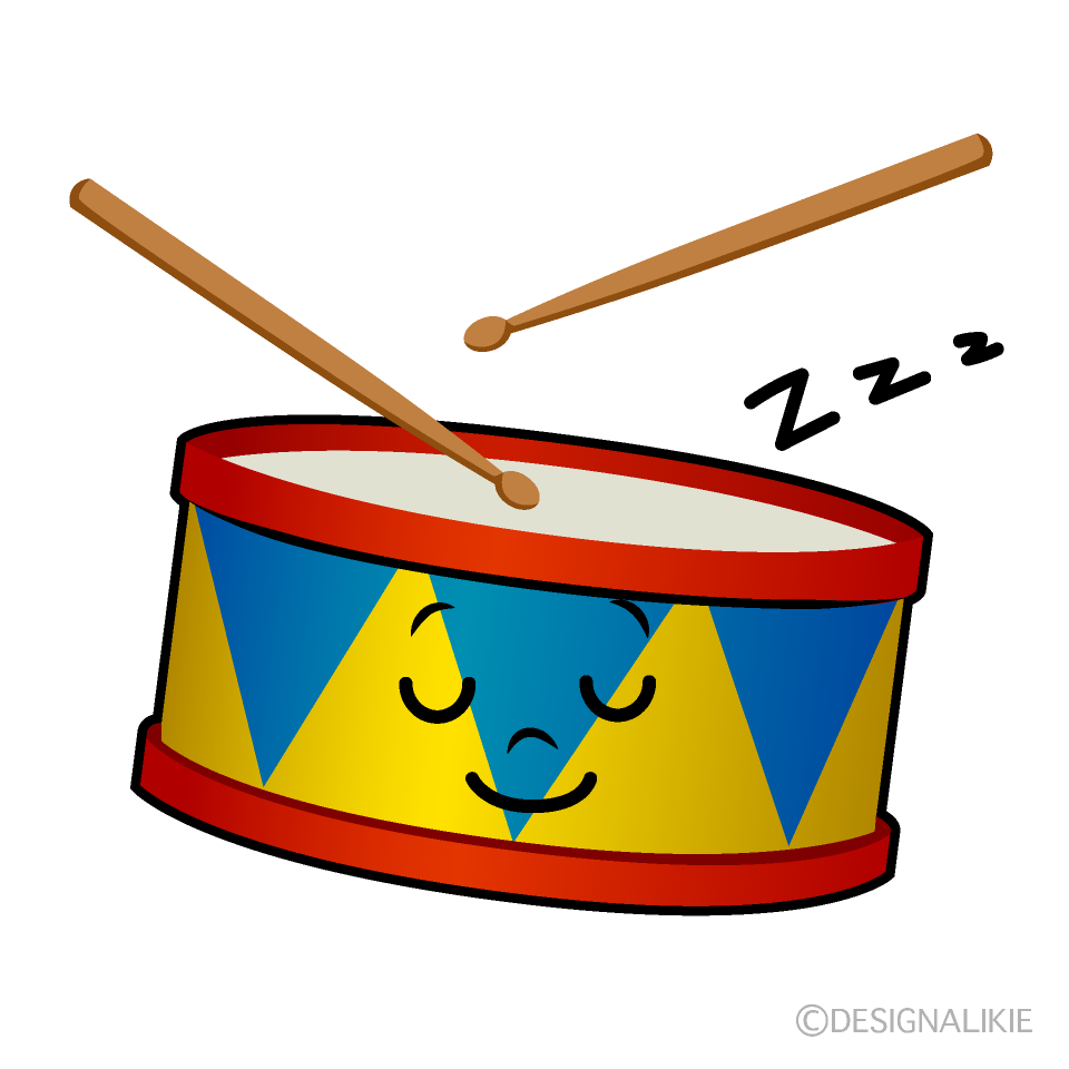かわいい寝る太鼓イラスト