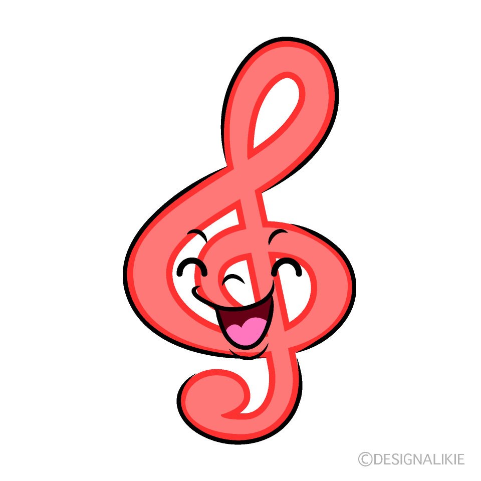 かわいい笑顔のト音記号イラスト