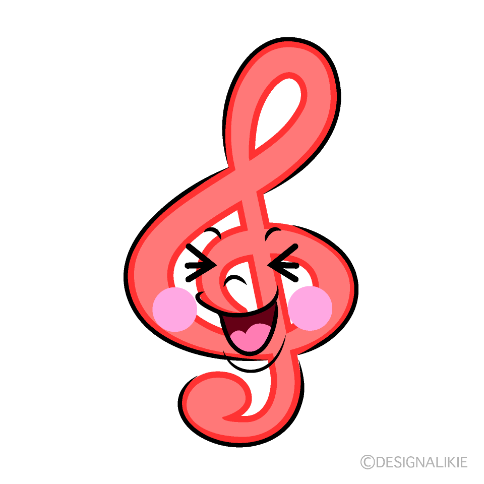 かわいい笑うト音記号イラスト