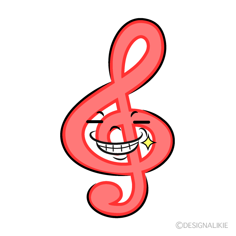 かわいいニヤリとするト音記号イラスト
