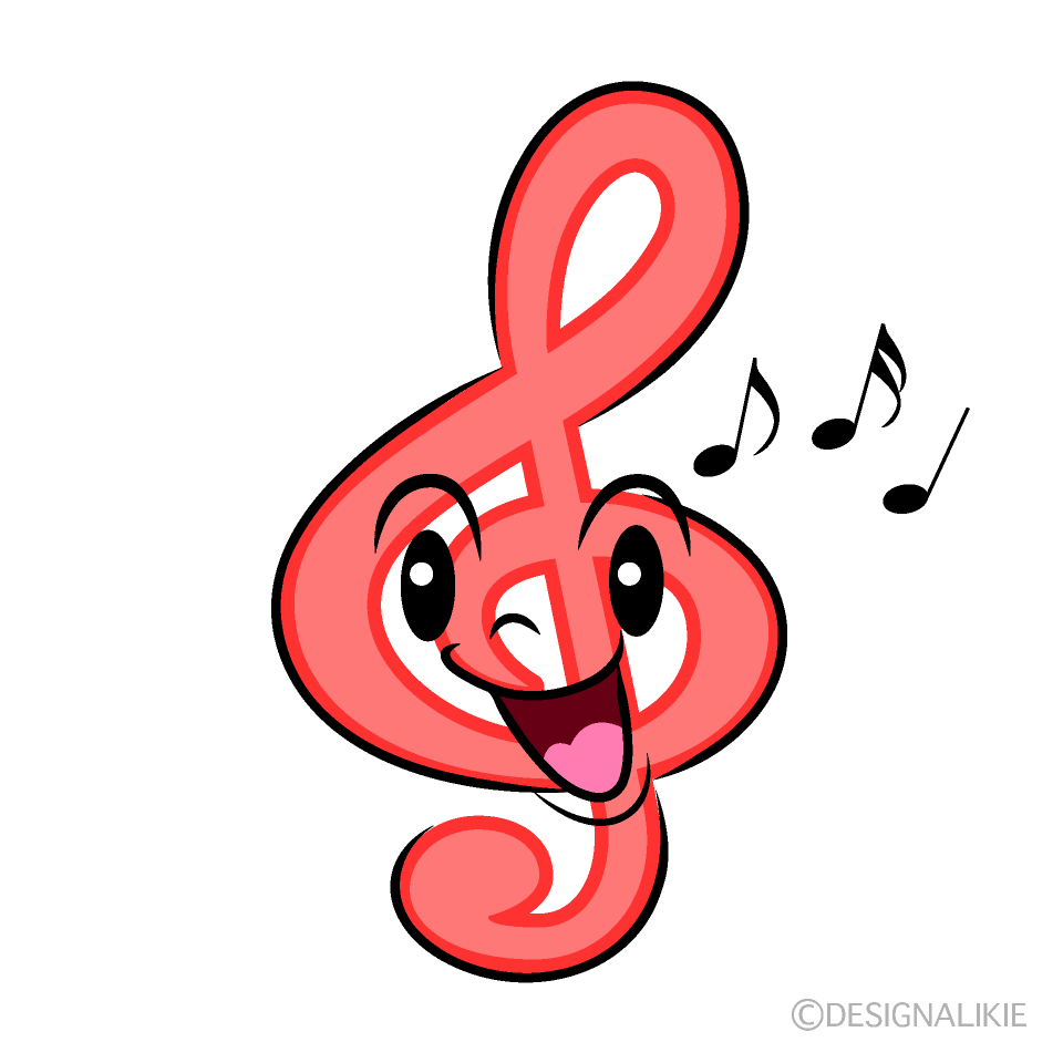 かわいい歌うト音記号イラスト