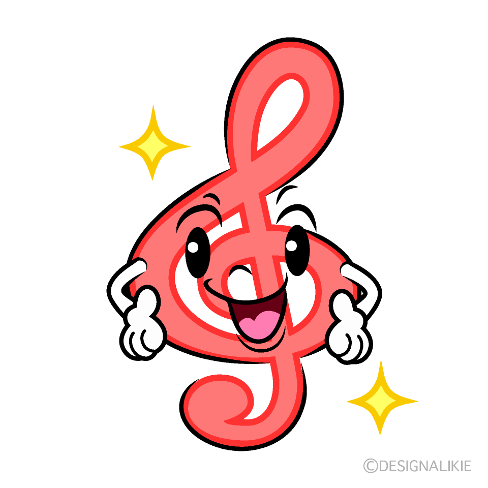 かわいいポーズするト音記号イラスト