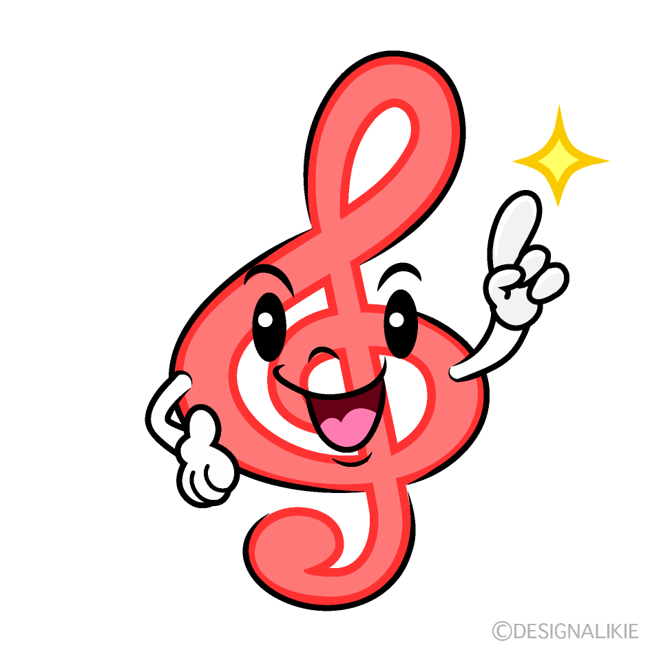 かわいい指差しするト音記号イラスト