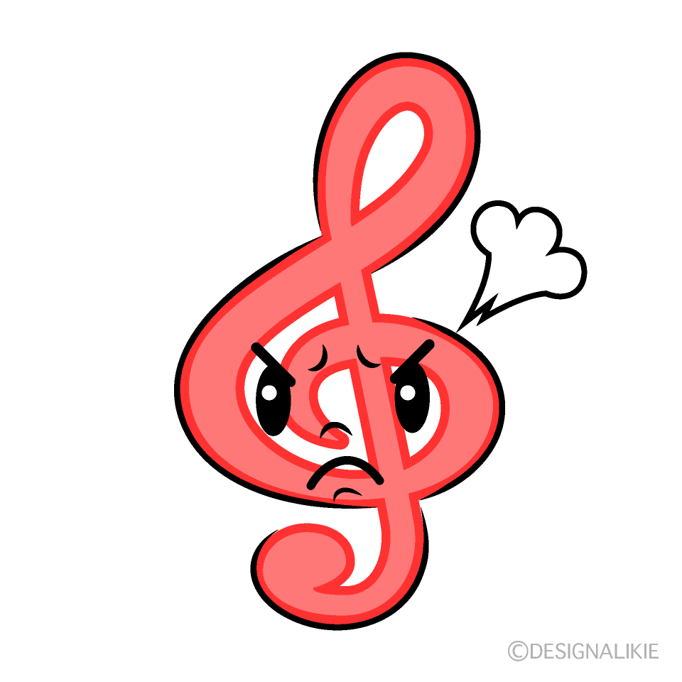 かわいい怒るト音記号イラスト