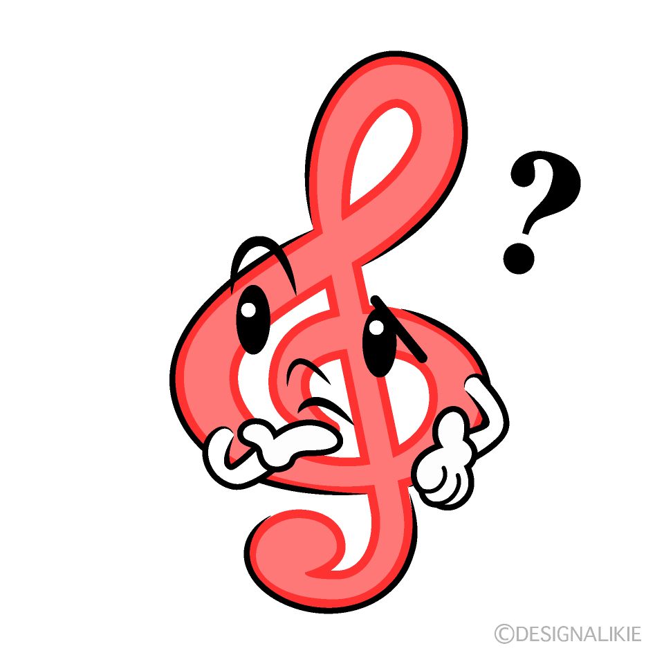 かわいい考えるト音記号イラスト