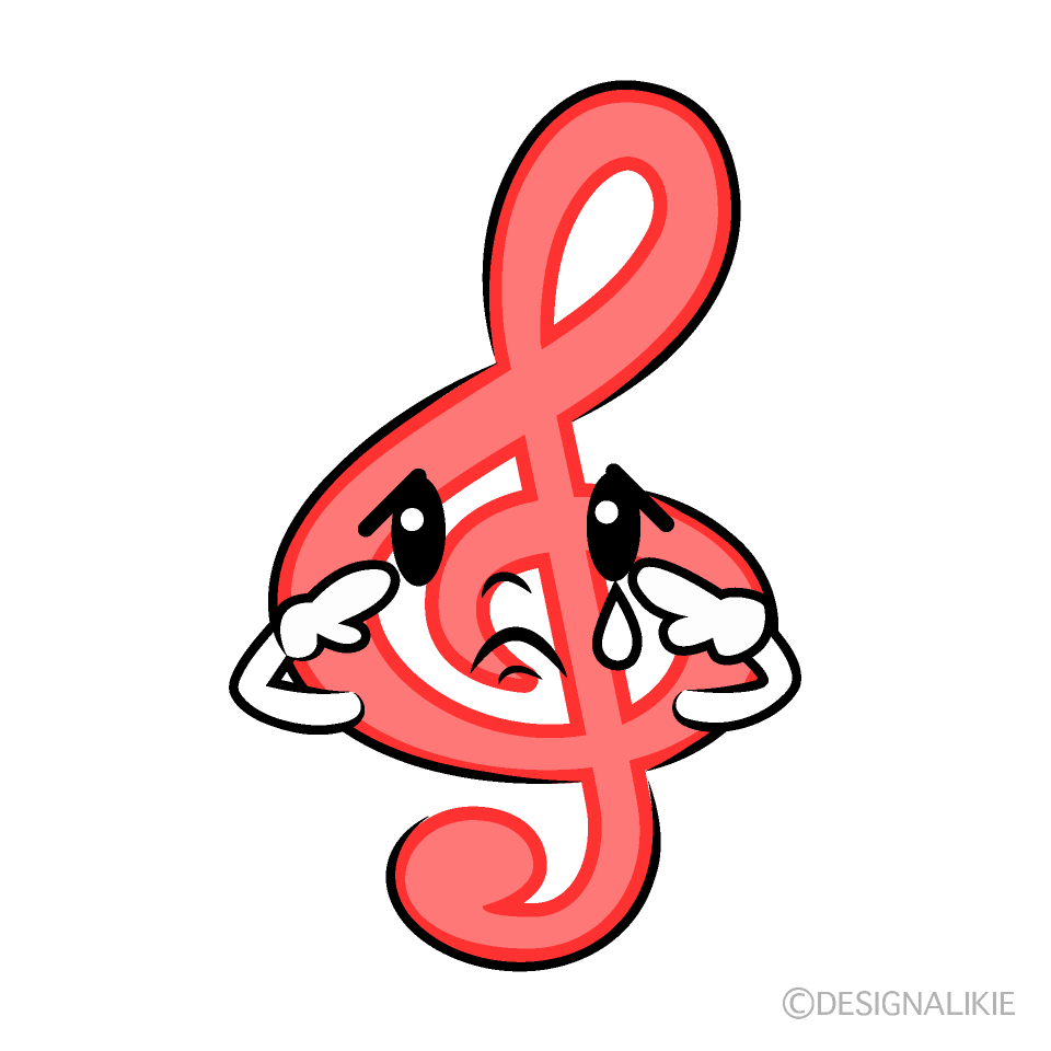 かわいい悲しいト音記号イラスト