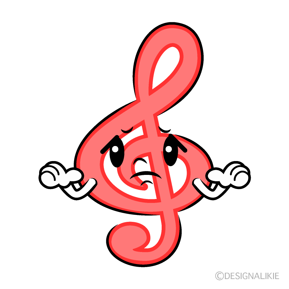 かわいい困るト音記号イラスト