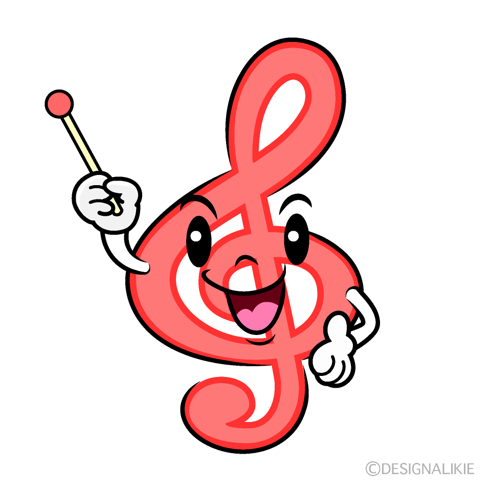 かわいい説明するト音記号イラスト