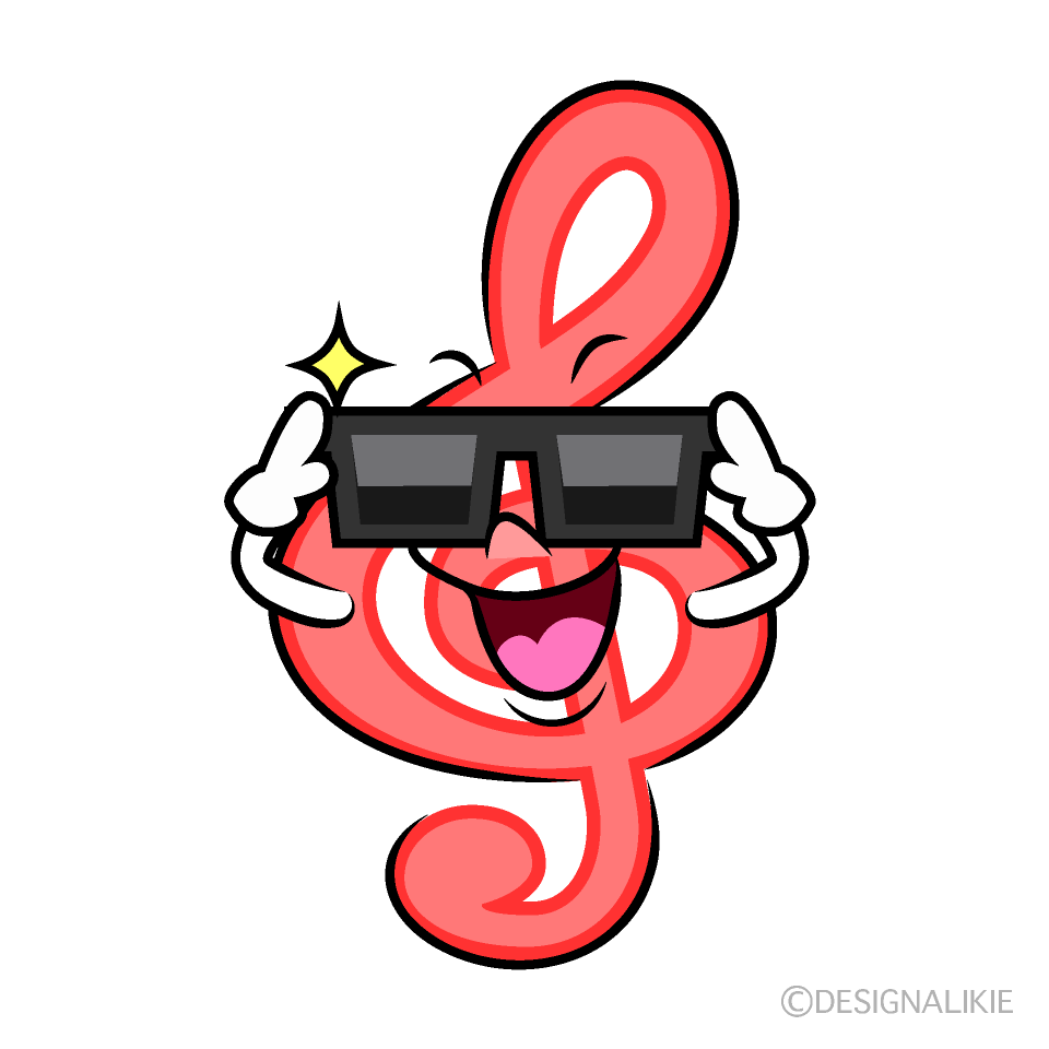 かわいいサングラスのト音記号イラスト