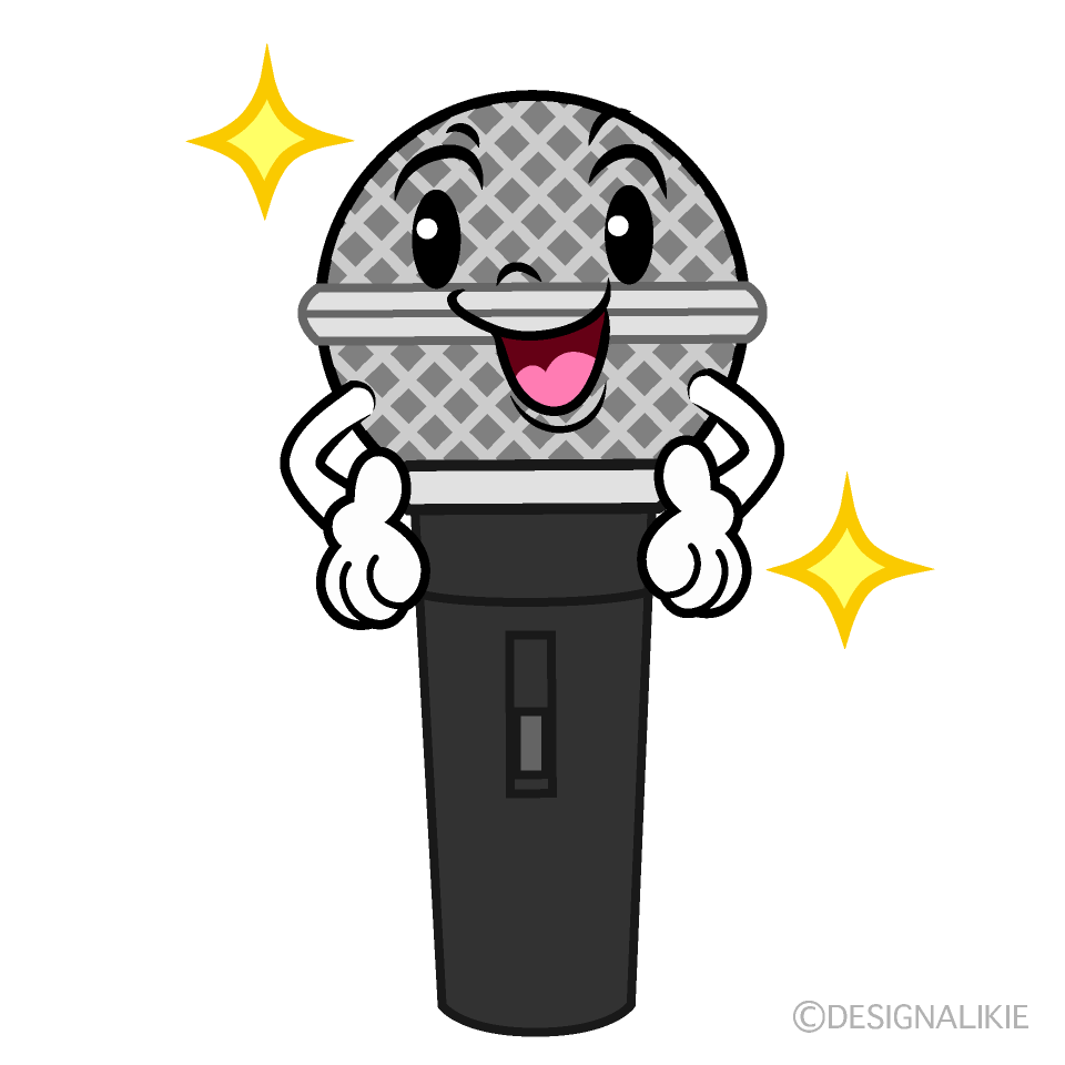 かわいいポーズするマイクイラスト