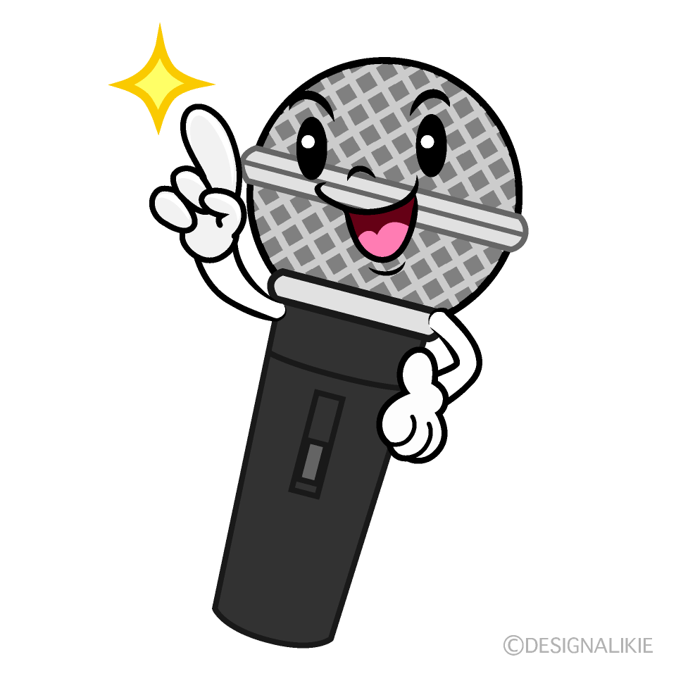 かわいい指差しするマイクイラスト