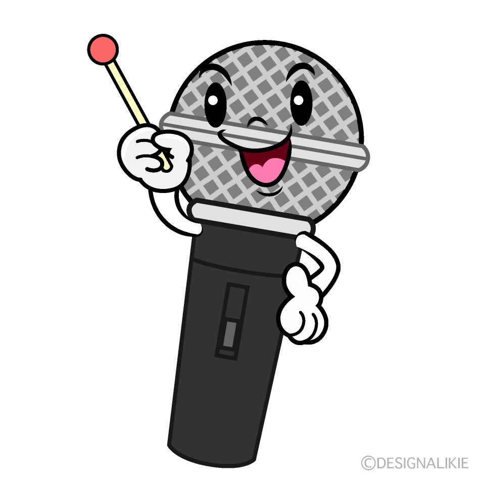 かわいい説明するマイクイラスト