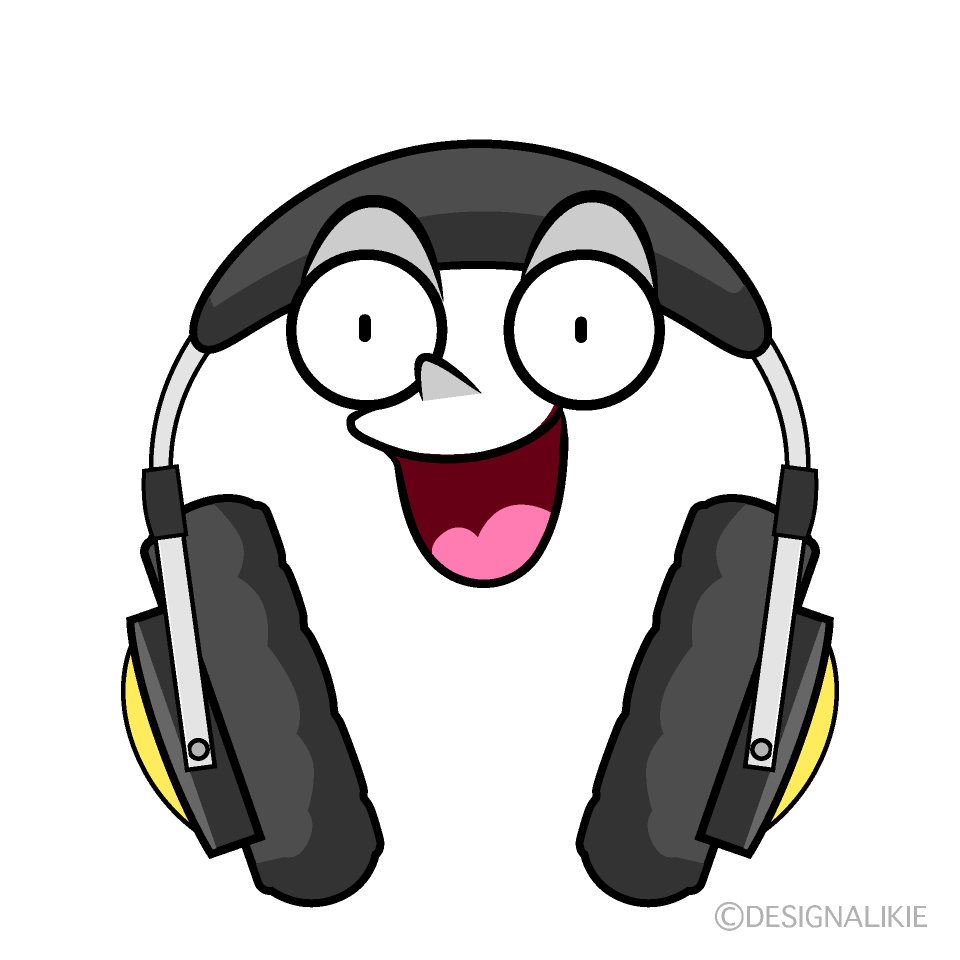 かわいい驚くヘッドホンイラスト