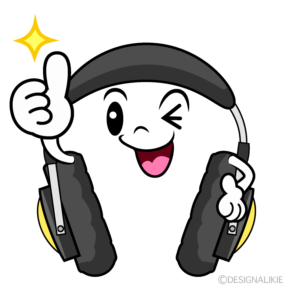 かわいいいいねするヘッドホンイラスト