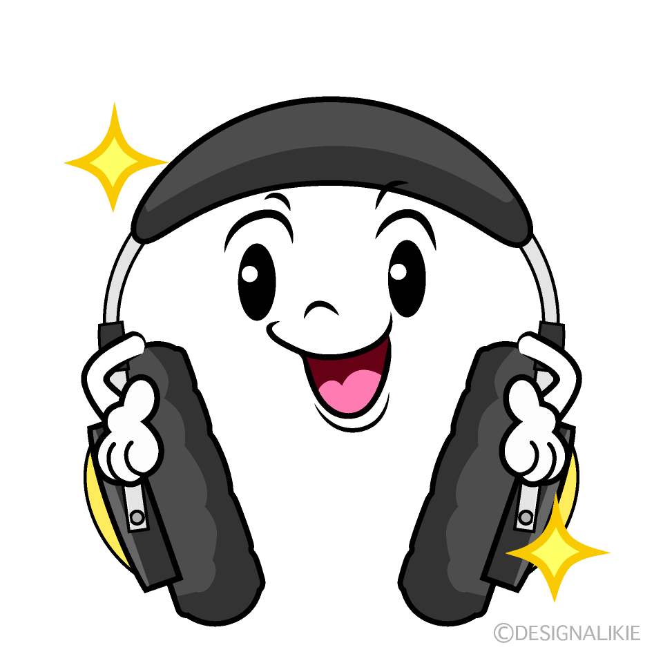 かわいいポーズするヘッドホンイラスト