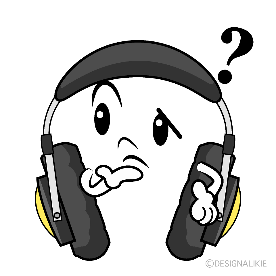 かわいい考えるヘッドホンイラスト
