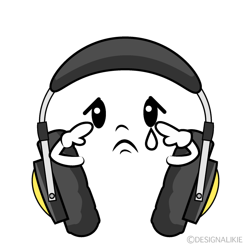 かわいい悲しいヘッドホンイラスト