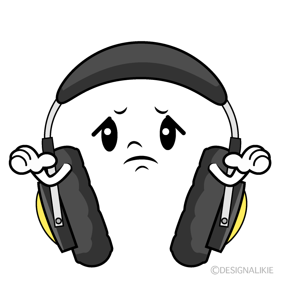かわいい困るヘッドホンイラスト