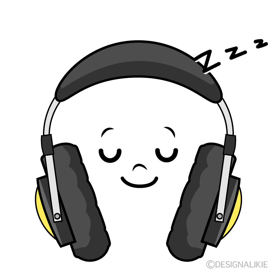 かわいい寝るヘッドホンイラスト