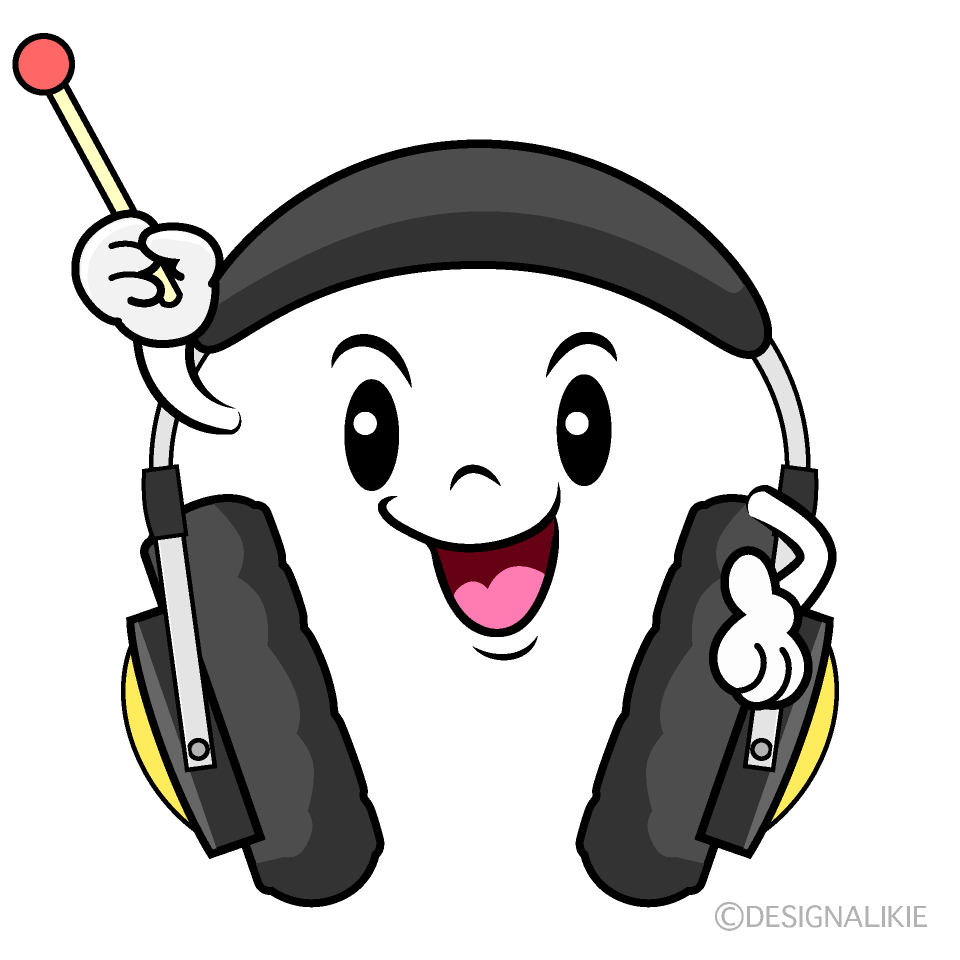 かわいい説明するヘッドホンイラスト
