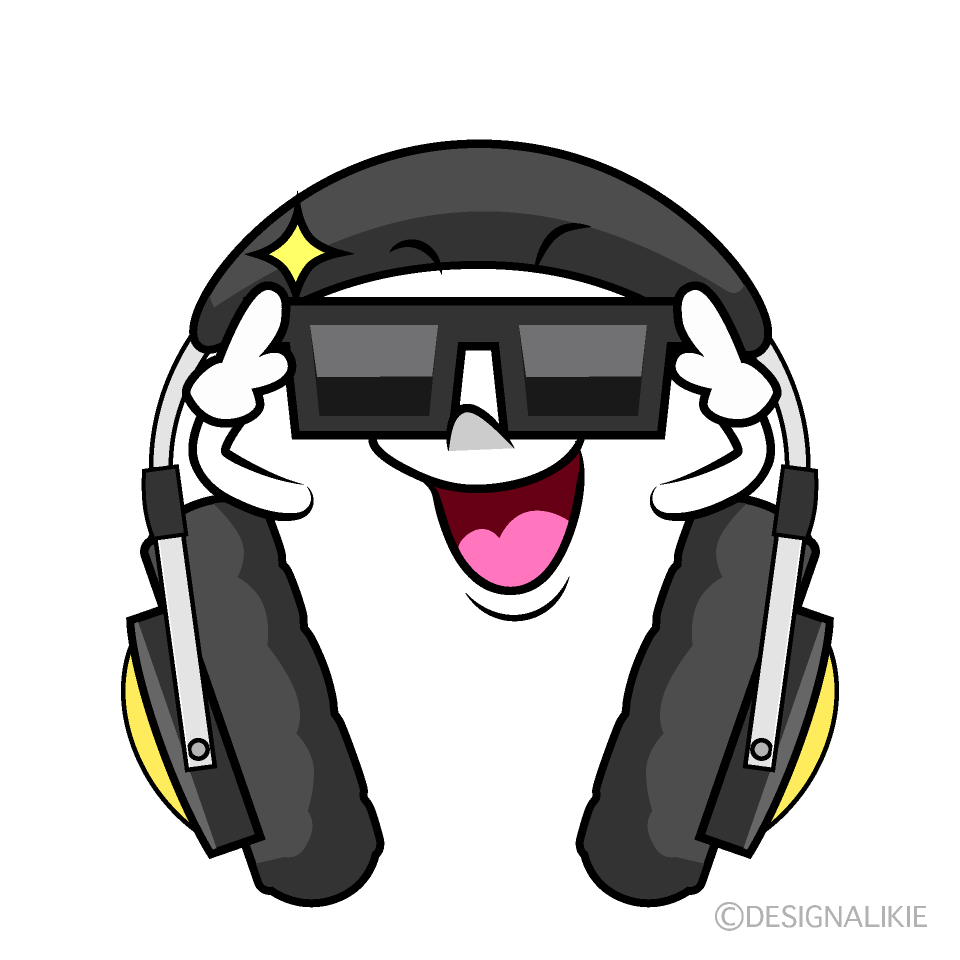 かわいいサングラスのヘッドホンイラスト