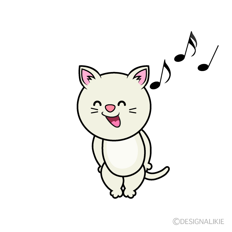 かわいい歌う白猫イラスト