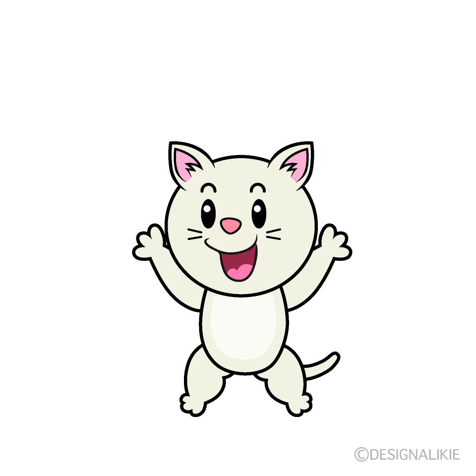 かわいい驚く白猫イラスト