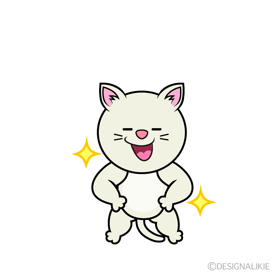 かわいい自信満々な白猫イラスト