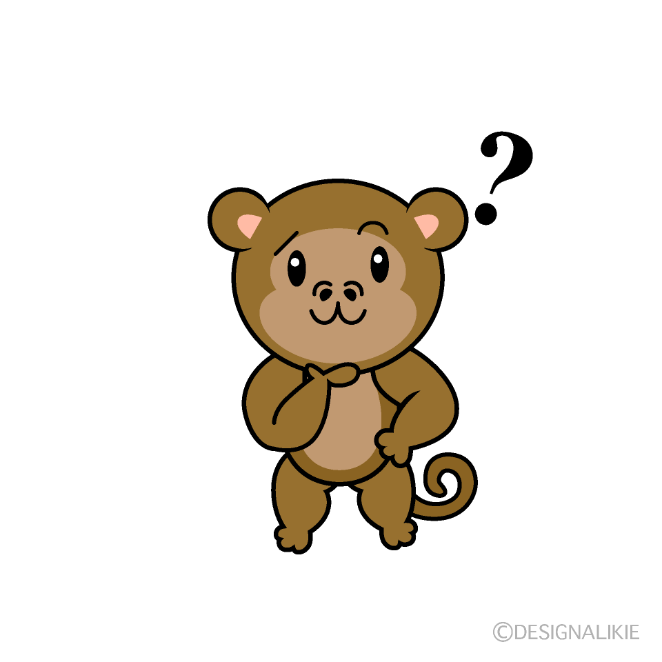 かわいい考えるサルイラスト