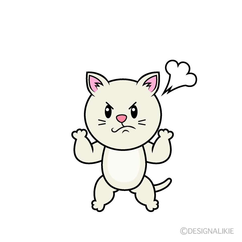 かわいい怒る白猫イラスト