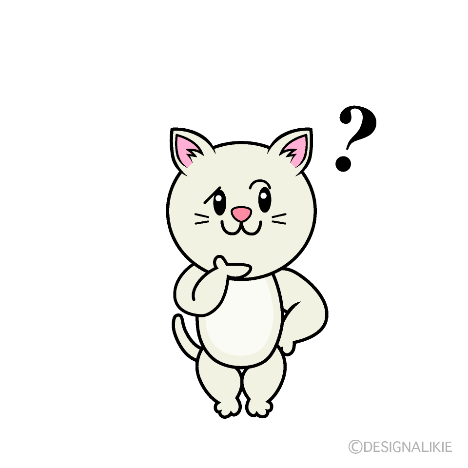 かわいい考える白猫イラスト