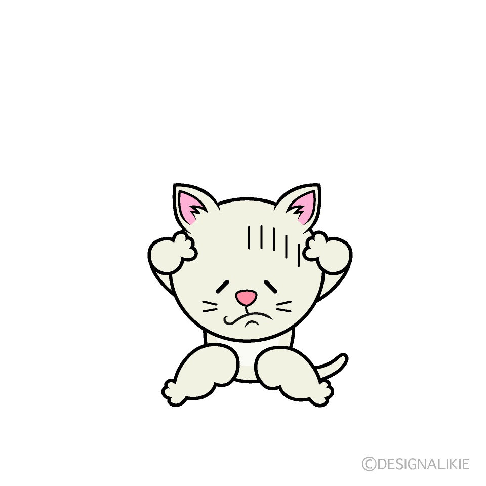 かわいい落ち込む白猫イラスト