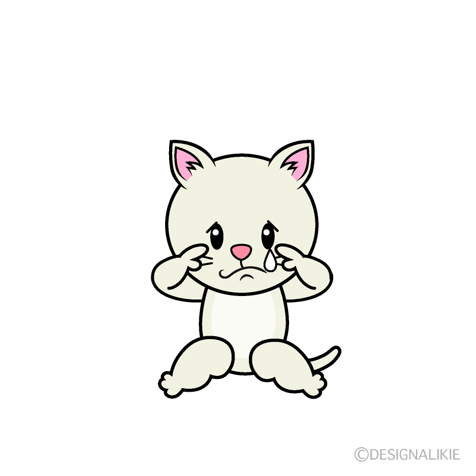 かわいい悲しい白猫イラスト