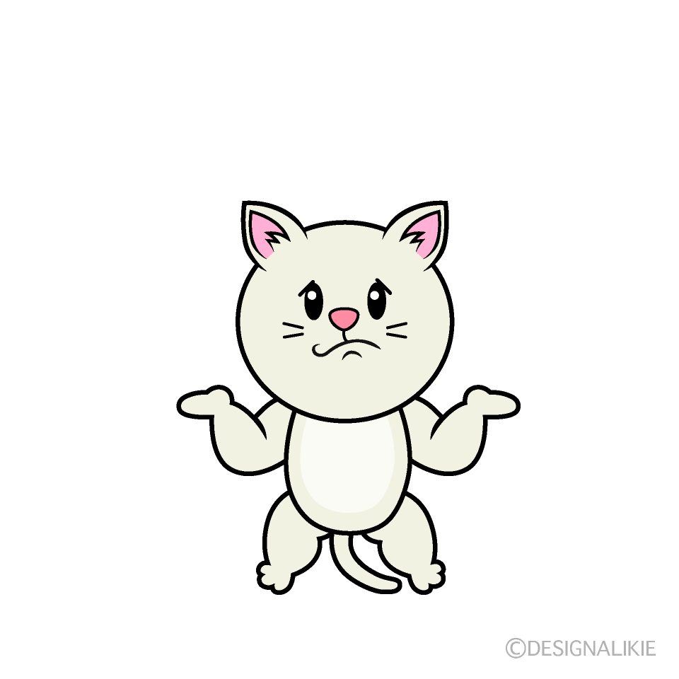 かわいい困る白猫イラスト