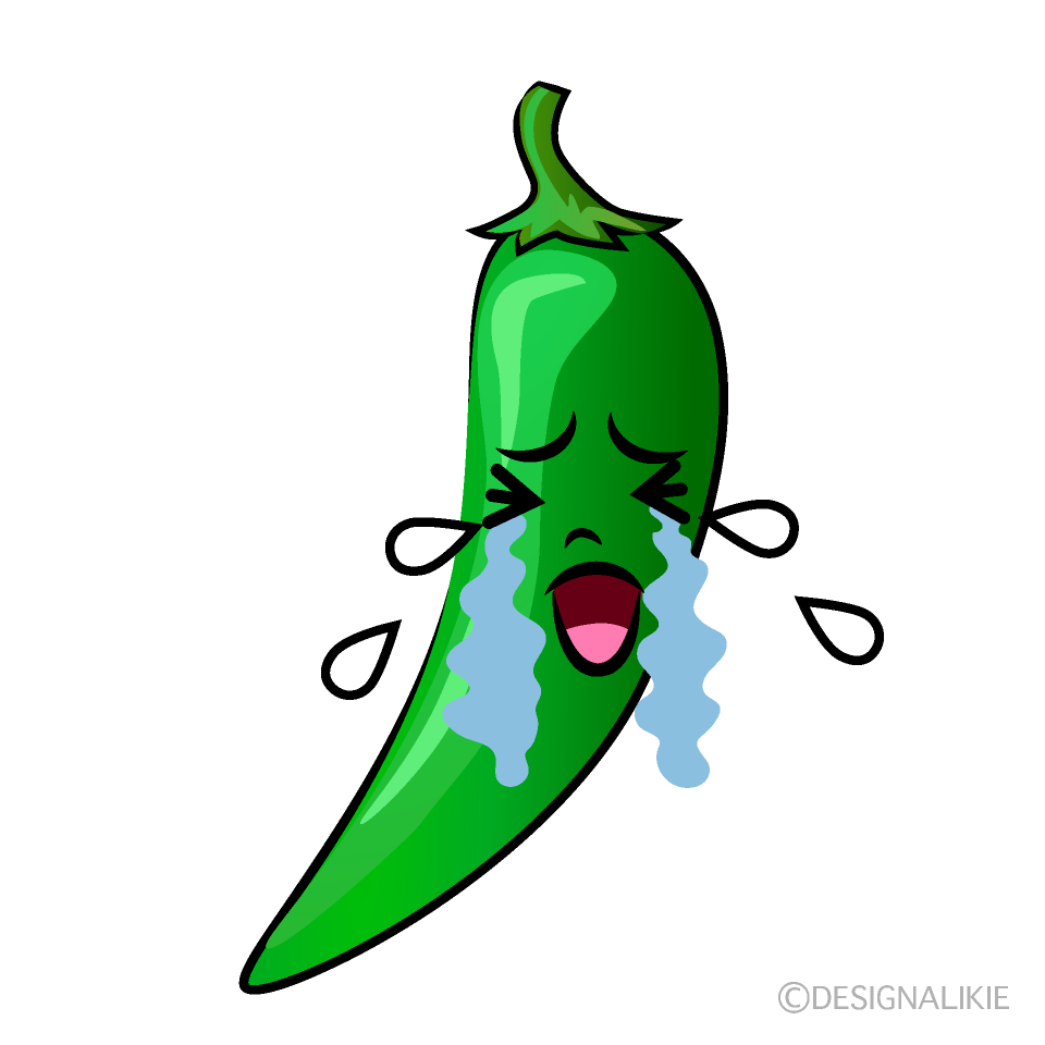 Cute Crying Green Chili Pepper Clipart