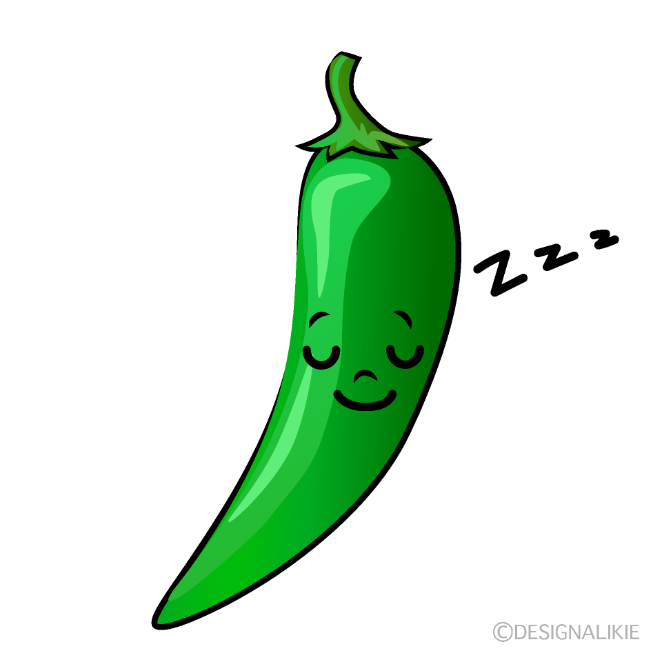 Cute Sleeping Green Chili Pepper Clipart