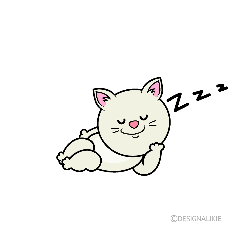 かわいい寝る白猫イラスト