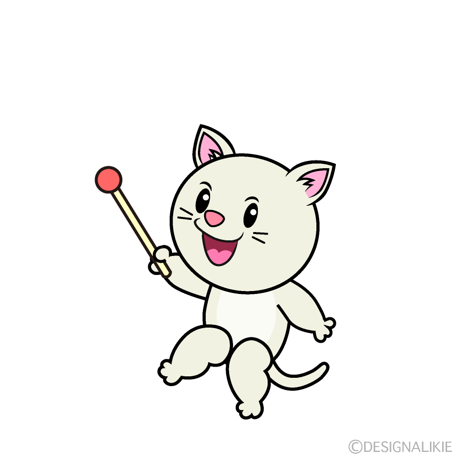 かわいい説明する白猫イラスト