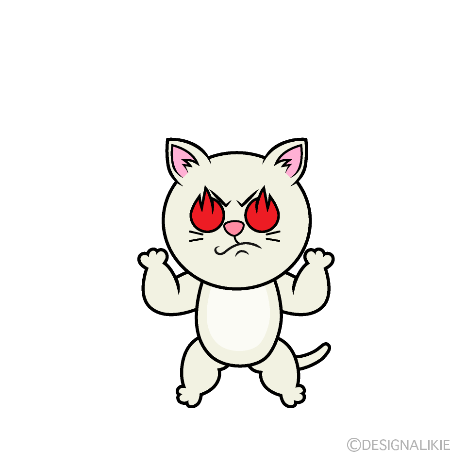 かわいい燃える白猫イラスト