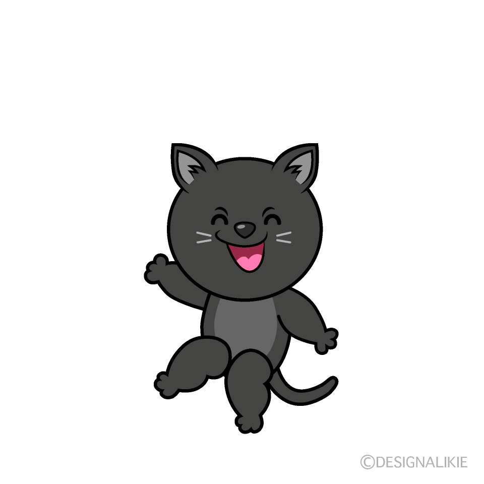 かわいい笑顔の黒猫イラスト