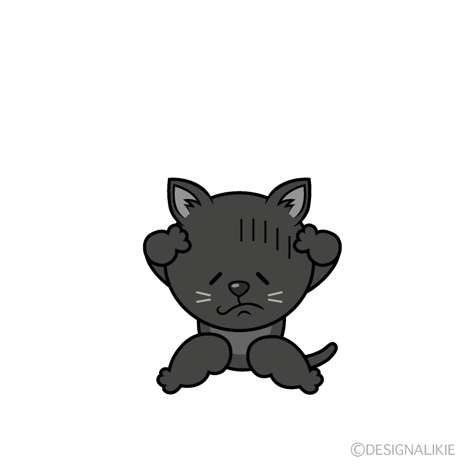 かわいい落ち込む黒猫イラスト