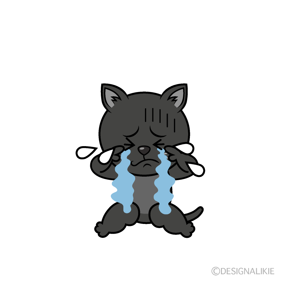 かわいい泣く黒猫イラスト