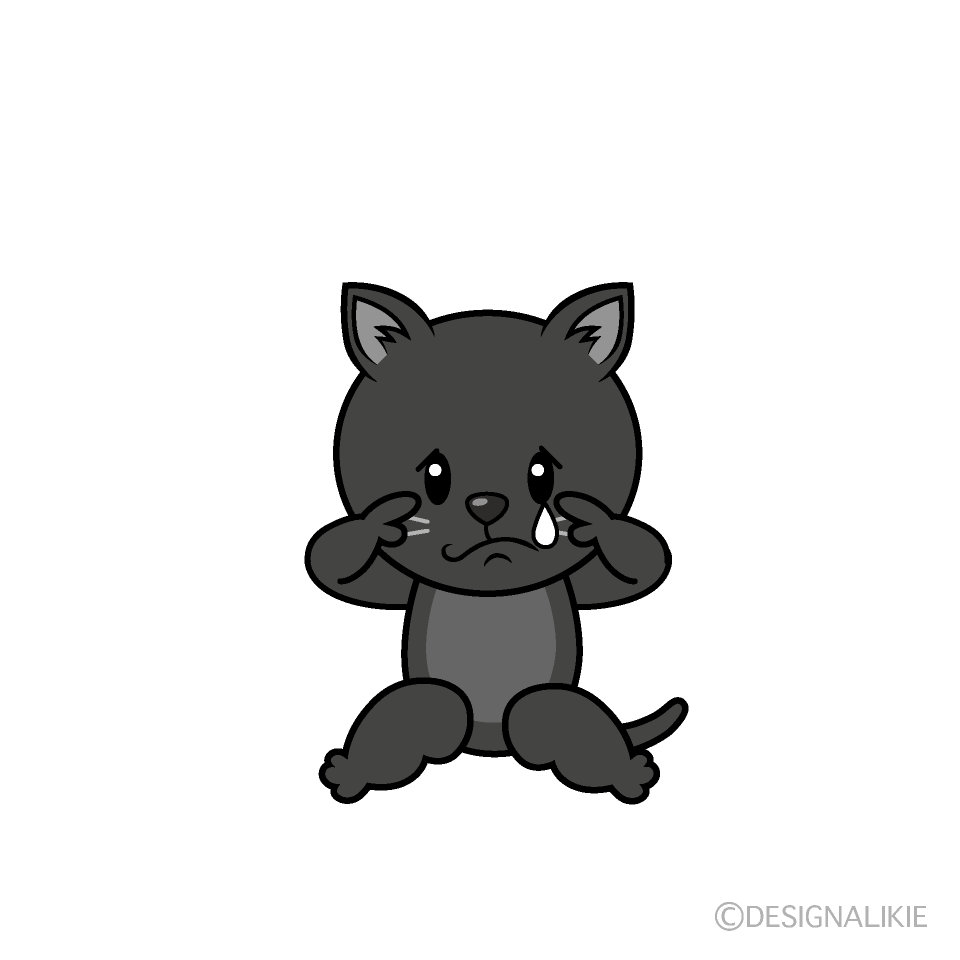 かわいい悲しい黒猫イラスト